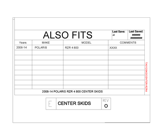 Trail Armor Center Skid for 2008-14 Polaris RZR 4 800