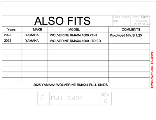 Trail Armor 2025 Yamaha Wolverine RMAX4 1000 X-TR, RMAX4 1000 Limited Edition Full Skids