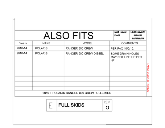 Trail Armor Full Skids for 2010-14 Polaris Ranger 800 Crew