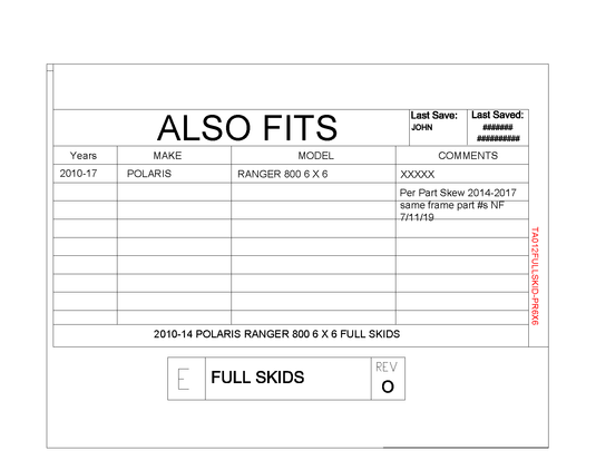 Trail Armor Full Skids for 2010-17 Polaris Ranger 800