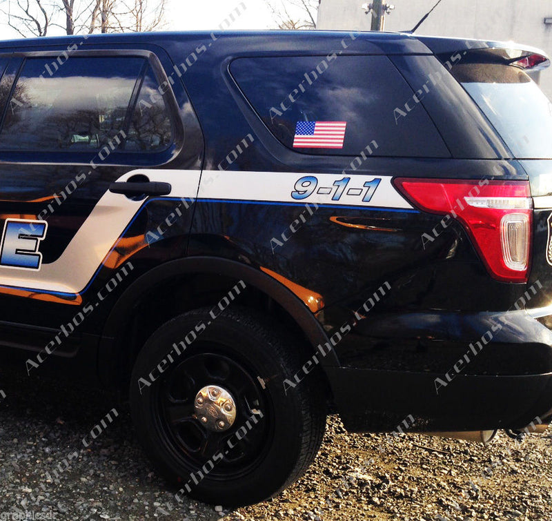 Load image into Gallery viewer, American Flag (Black/White): 5&quot; 3M Reflective Decal Stickers (x2)
