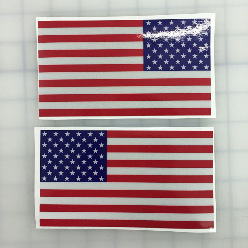 Load image into Gallery viewer, American Flag: 5&quot; 3M Reflective Decal Stickers (x2)

