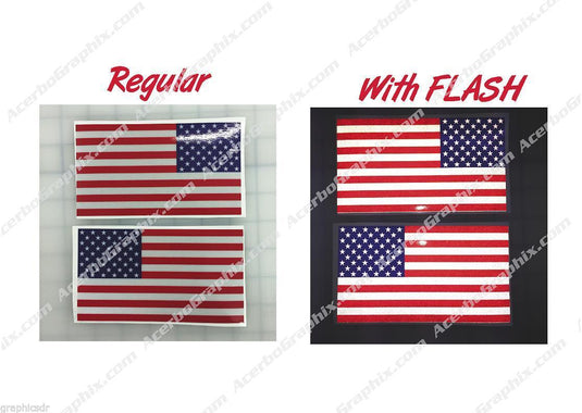 American Flag: 5" 3M Reflective Decal Stickers (x2)