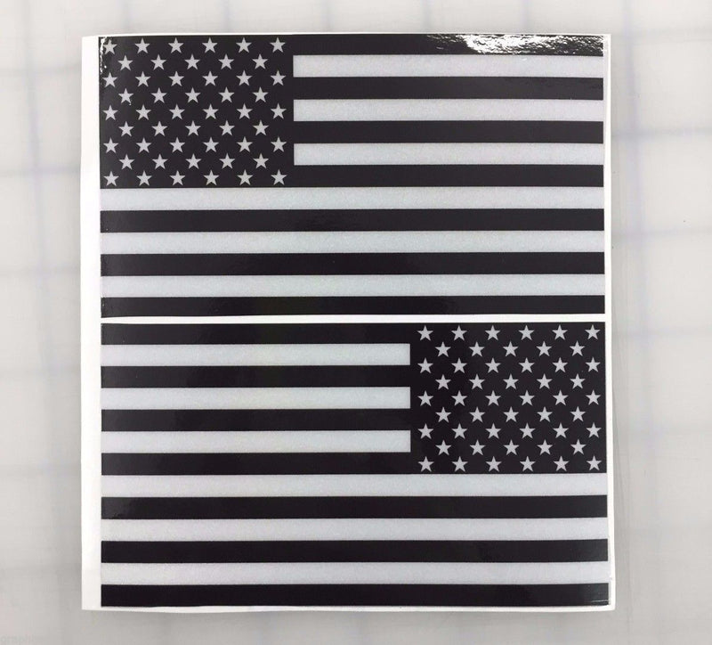 Load image into Gallery viewer, American Flag (Black/White): 5&quot; 3M Reflective Decal Stickers (x2)
