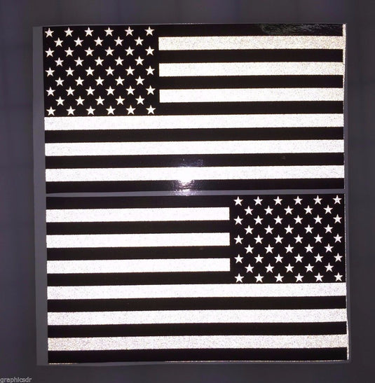 American Flag (Black/White): 5" 3M Reflective Decal Stickers (x2)