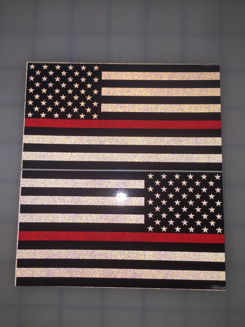 Load image into Gallery viewer, American Flag (Thin Red Line): 5&quot; 3M Reflective Decal Stickers (x2)
