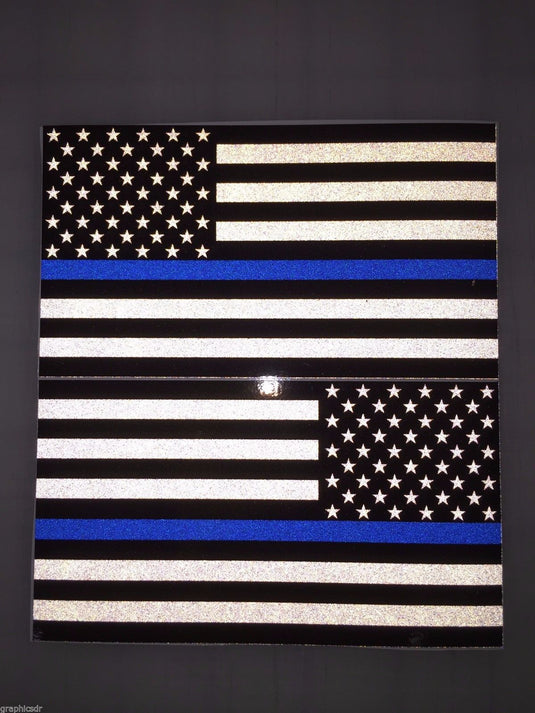 American Flag (Thin Blue Line): 5" 3M Reflective Decal Stickers (x2)