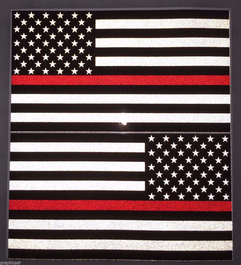 Load image into Gallery viewer, American Flag (Thin Red Line): 5&quot; 3M Reflective Decal Stickers (x2)
