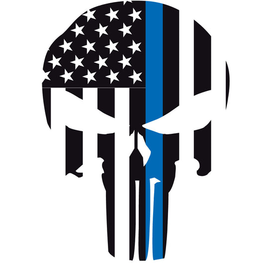 THIN BLUE LINE PUNISHER SKULL WINDOW DECAL