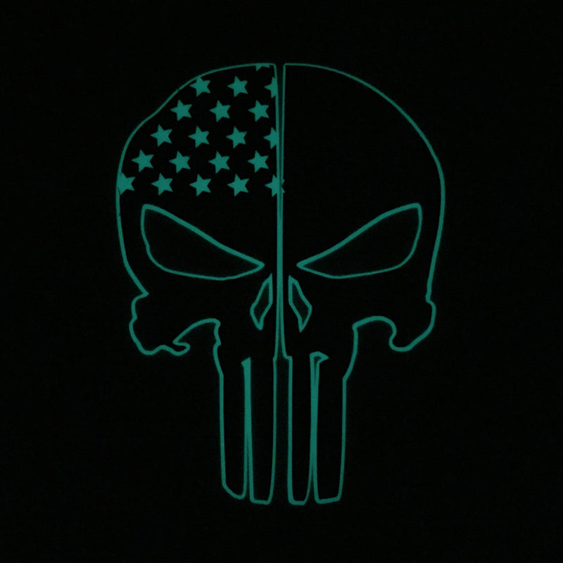 Load image into Gallery viewer, THIN RED LINE FLAG PUNISHER SKULL REAR HELMET REFLECTIVE/GLOW IN THE DARK STARS &amp; STRIPES/OUTLINE  HELMET DECAL
