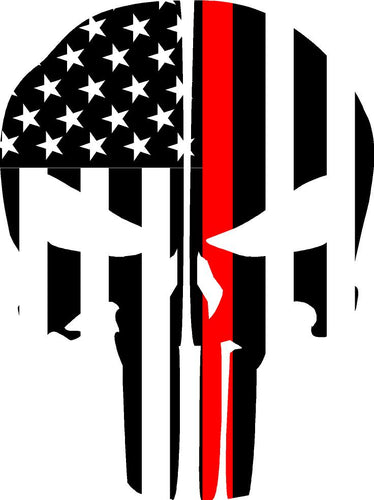 THIN RED LINE FLAG PUNISHER SKULL REAR HELMET REFLECTIVE HELMET DECAL
