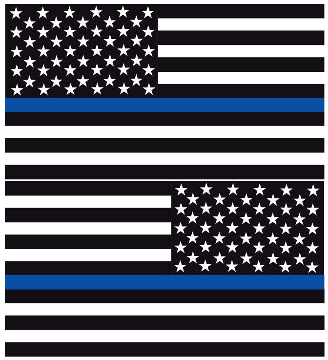 Load image into Gallery viewer, THIN BLUE LINE AMERICAN FLAGS REFLECTIVE WINDOW DECAL
