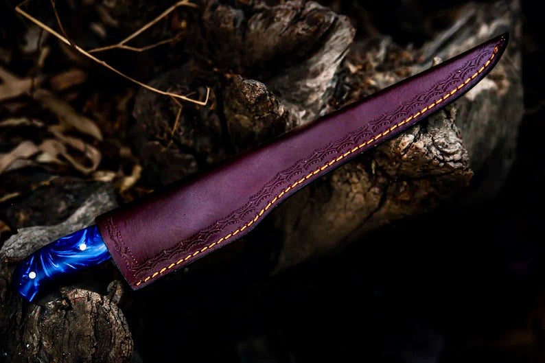 Load image into Gallery viewer, Custom Handmade Angling Knife – Damascus Steel Blade &amp; Resin Handle | Premium Fishing Gear 2025
