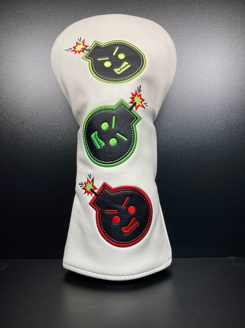 Load image into Gallery viewer, Angry Bombs White Headcover
