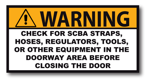WARNING CHECK DOORWAY APPARATUS REFLECTIVE DECAL
