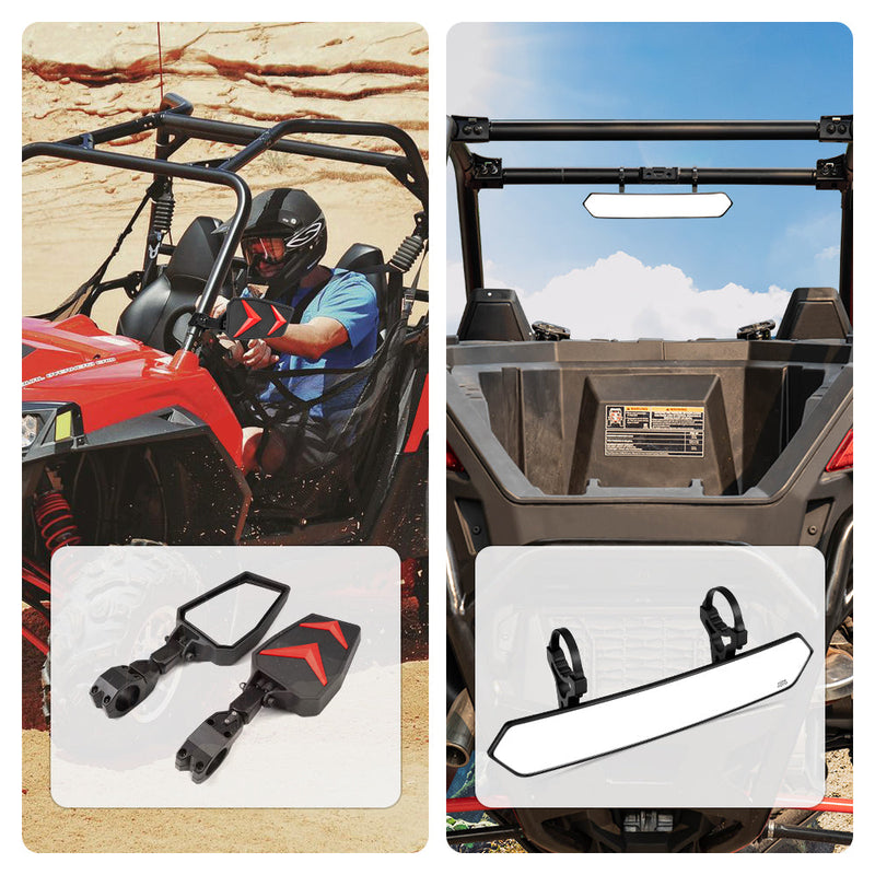 Load image into Gallery viewer, Universal Color Side Rear View Mirrors and Rear View Mirror For 1.75"-2'' UTV Roll Bar
