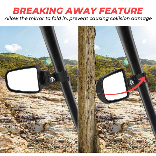 Adjustable Side View Convex Mirror for 1.75" Roll Cage Fit Yamaha Rhino