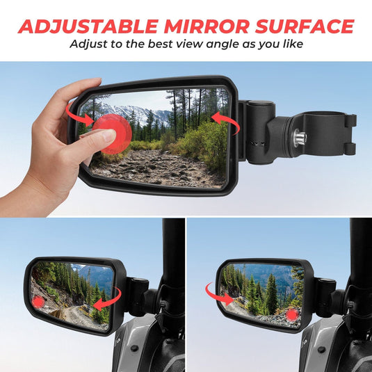 UTV 1.65"-2" Rear View Mirror & 1.75" Round Tube Convex Side Mirror