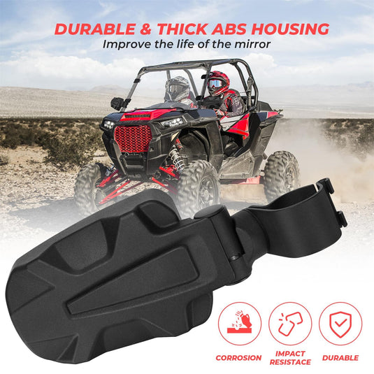 UTV 1.65"-2" Rear View Mirror & 1.75" Round Tube Convex Side Mirror