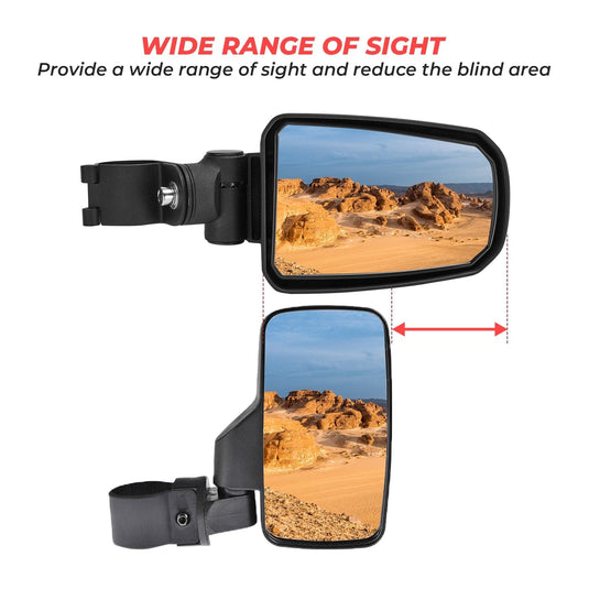 Adjustable Side View Convex Mirror for 1.75" Roll Cage Fit Yamaha Rhino
