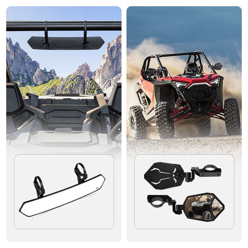 Load image into Gallery viewer, UTV 1.65"-2" Rear View Mirror &amp; 1.6"-2" Round Tube Side Mirror
