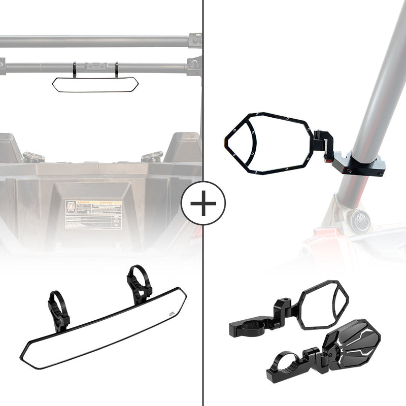 Load image into Gallery viewer, UTV 1.65"-2" Rear View Mirror &amp; 1.6"-2" Round Tube Side Mirror
