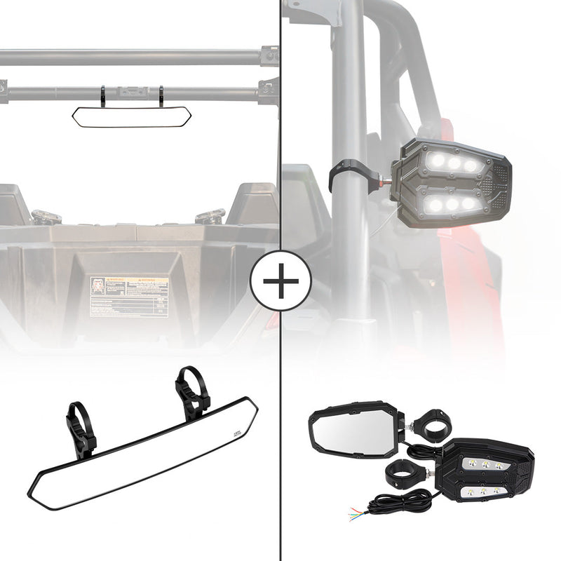 Load image into Gallery viewer, UTV 1.65"-2" Rear View Mirror &amp;1.75"-2" LED Side Mirror

