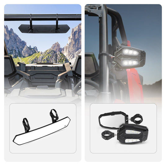 UTV 1.65"-2" Rear View Mirror &1.75"-2" LED Side Mirror
