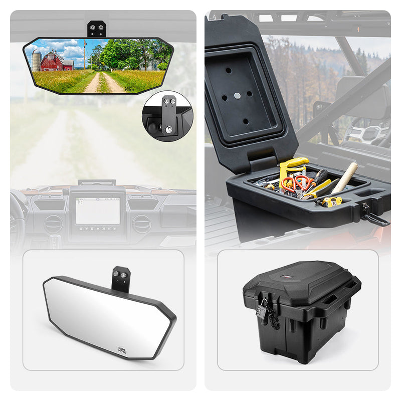 Load image into Gallery viewer, Rear View Mirror &amp; 45L Waterproof Tool Box for Polaris Ranger
