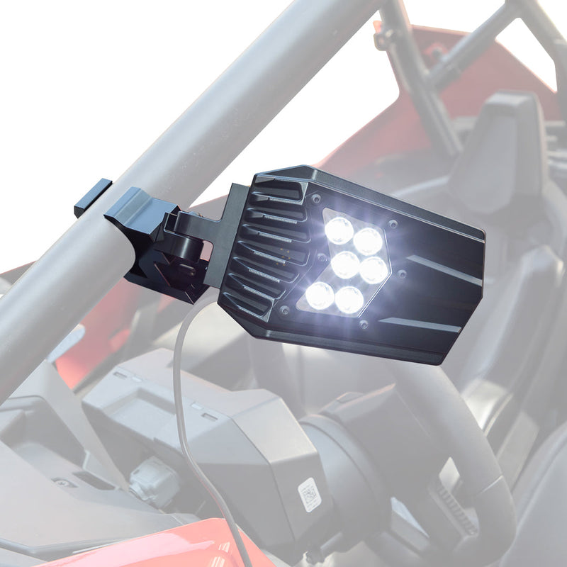 Load image into Gallery viewer, UTV Side Mirrors with light fit 1.5" - 2" Roll Bar
