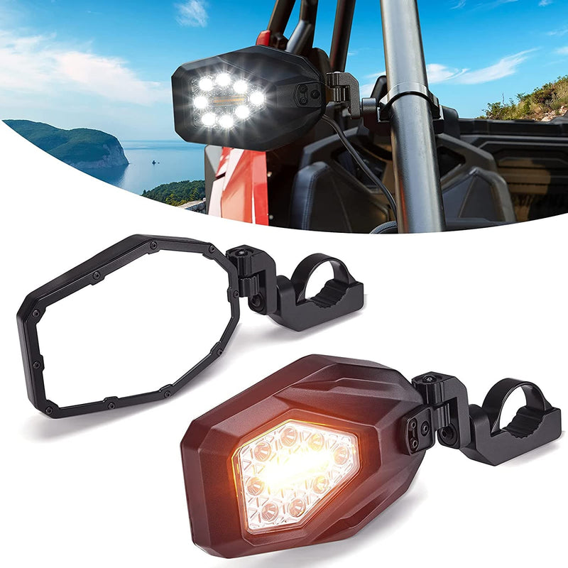 Load image into Gallery viewer, Side Mirrors with LED Turn Lights for Can Am Maverick X3/ RZR w/ 1.6"-2" Roll Bar
