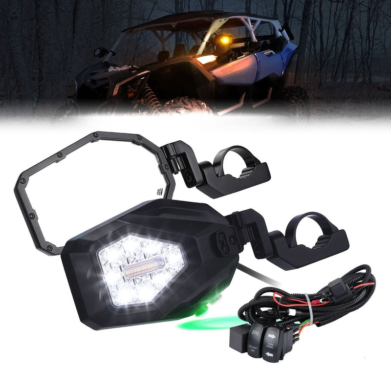 Load image into Gallery viewer, UTV LED Lighted Side Mirrors with Flowing Turn Signal for Polaris RZR/ 1.6"-2" Roll Bar

