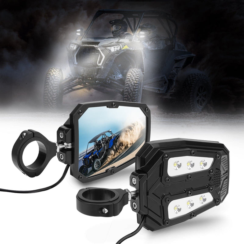 Load image into Gallery viewer, Universal 1.75"/2" Rear View Side Mirrors with LED Rock Light (1 pair)

