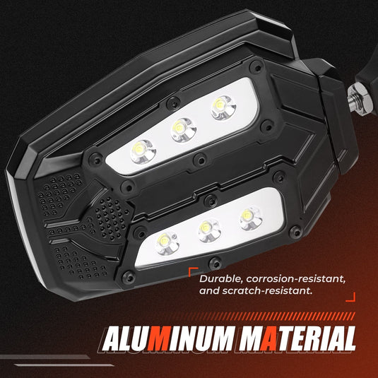 UTV 1.65"-2" Rear View Mirror &1.75"-2" LED Side Mirror