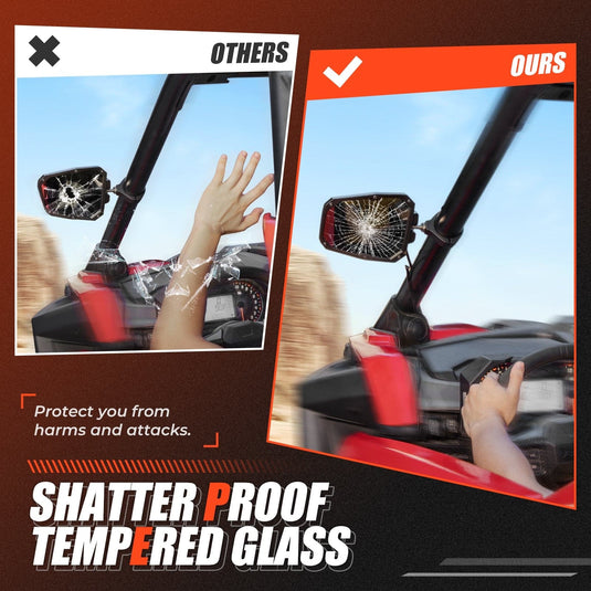 UTV 1.65"-2" Rear View Mirror &1.75"-2" LED Side Mirror