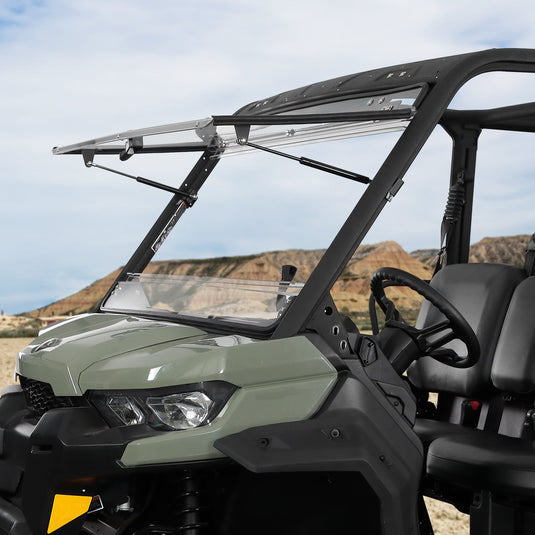 2-in-1 Flip Windshield 1/5" Thick Polycarbonate for Can-Am Defender HD5/8/10
