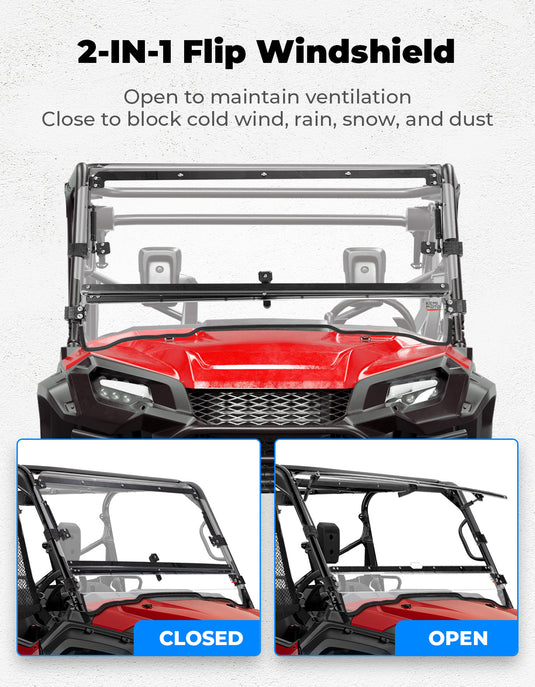 UTV2-IN-1 Flip Windshield for Pioneer 1000 /1000-5 /1000-6