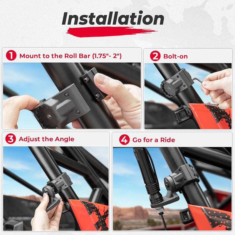 Load image into Gallery viewer, 1 PCS UTV Whip Mount Flag Light Mount for 1.75-2 inch Roll Bar
