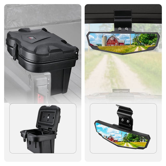 Cargo Storage Device Tool Box & Rear View Mirror for Polaris Ranger General