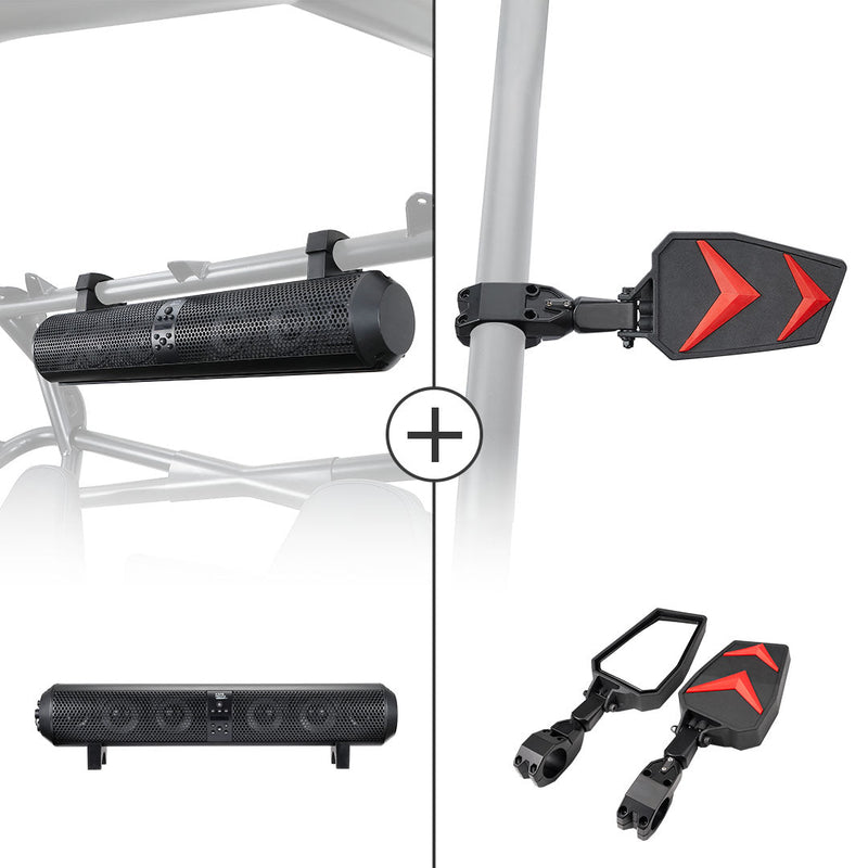 Load image into Gallery viewer, UTV Bluetooth Sound Bar &amp; Side Rear View Mirrors For 1.75"-2'' UTV Roll Bar
