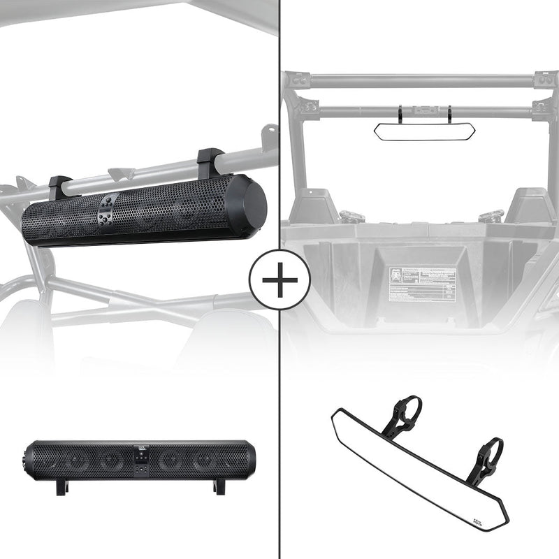 Load image into Gallery viewer, UTV Bluetooth Sound Bar &amp; Rear View Mirror for 1.65''-2'' Roll Bar
