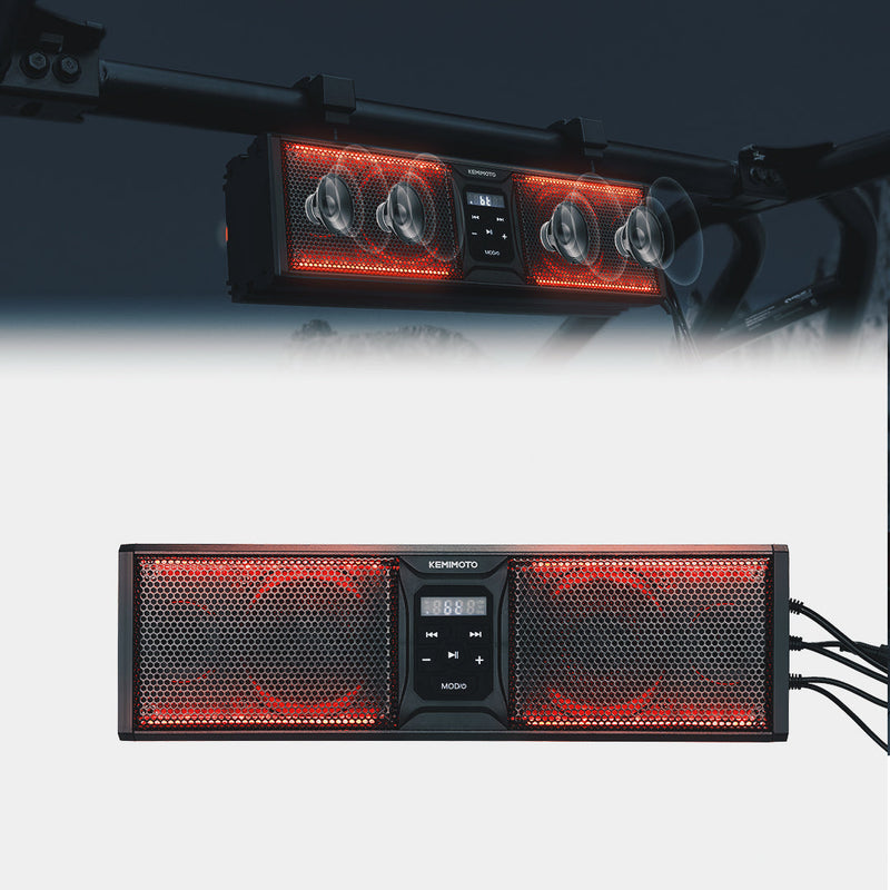 Load image into Gallery viewer, 16'' RGB UTV ATV Golf Cart Sound Bar, BT 5.0, Amplified, IP65 Waterproof Dustproof
