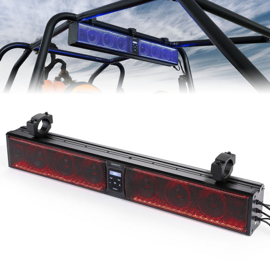 33'' 8-Speaker RGB UTV Bluetooth Sound Bar for Can Am Maverick X3/ RZR w/ 1.75''-2.25'' Roll Bar