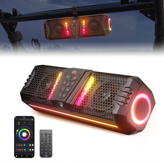 KEMIMOTO Midnight 40 16'' RGB Bluetooth Sound Bar for UTV Golf Cart Marine Boat