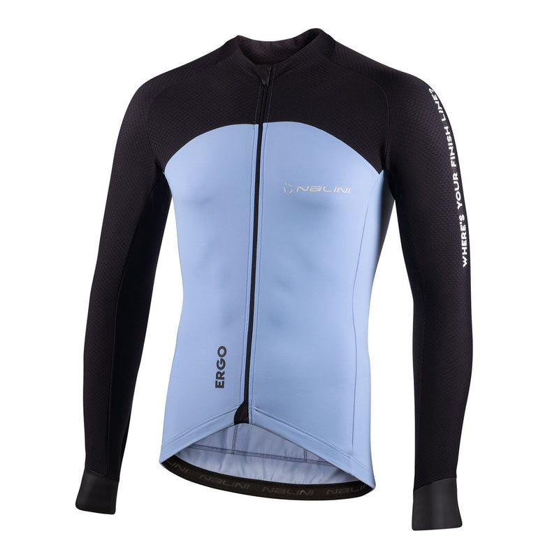Load image into Gallery viewer, 2024 Nalini ERGO XWARM Men&#39;s LS Cycling Jersey (Light Blue/Black) S-3XL
