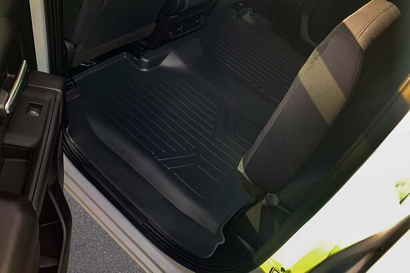 Load image into Gallery viewer, SmartCoverage™ Custom Fit Floor Liners For 2019-2025 Chevrolet Silverado 1500 Crew Cab With 1st Row Bench Seat (with OTH Coverage) and Carpet Flooring without the 2nd Row Underseat Storage
