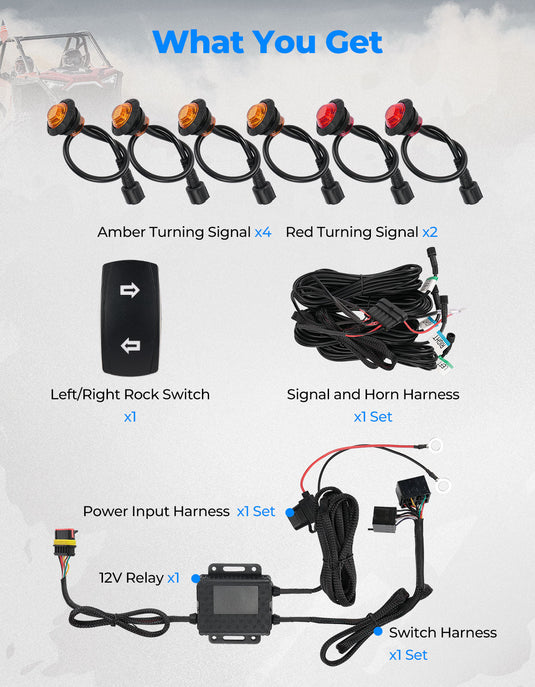 UTV Plug & Play Turn Signal Kit for Can-Am | Polaris | CFmoto | Honda