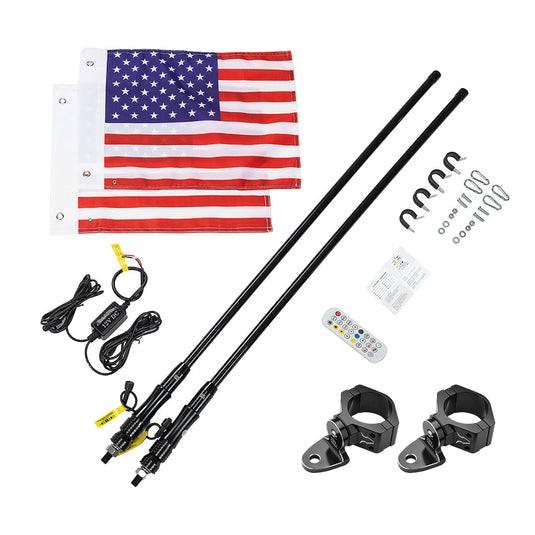 2pcs 4FT Black Limited LED Whip Light with RF Remote Control