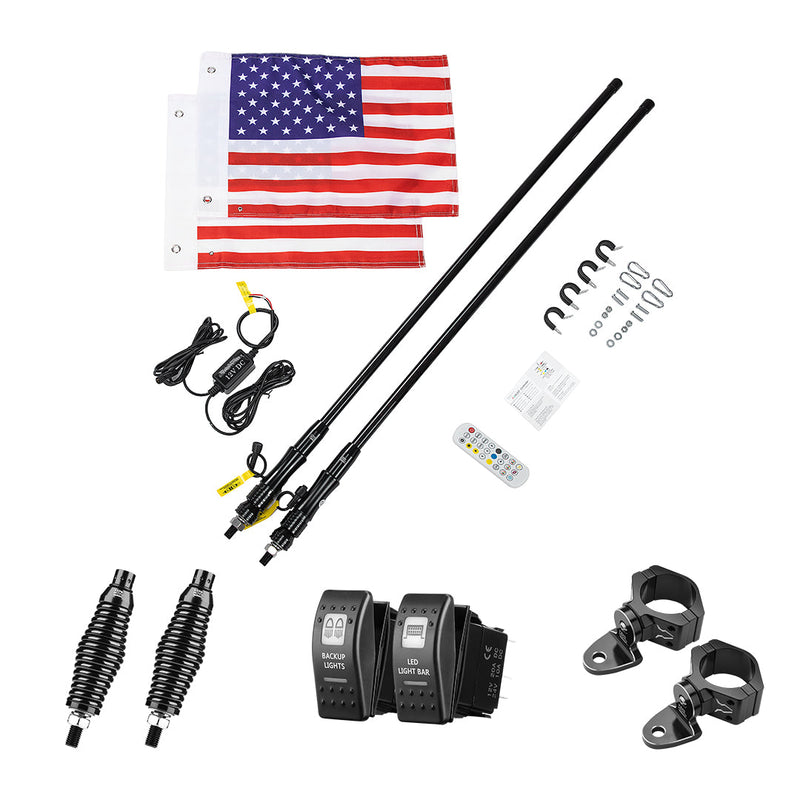 Load image into Gallery viewer, 2pcs 4FT Black Limited LED Whip Light with RF Remote Control

