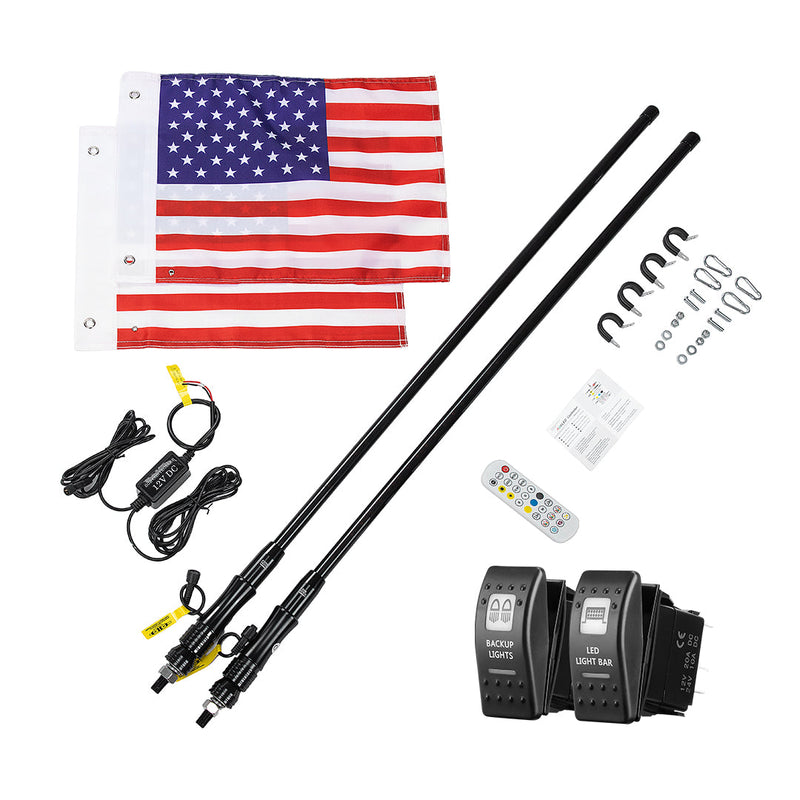 Load image into Gallery viewer, 2pcs 4FT Black Limited LED Whip Light with RF Remote Control
